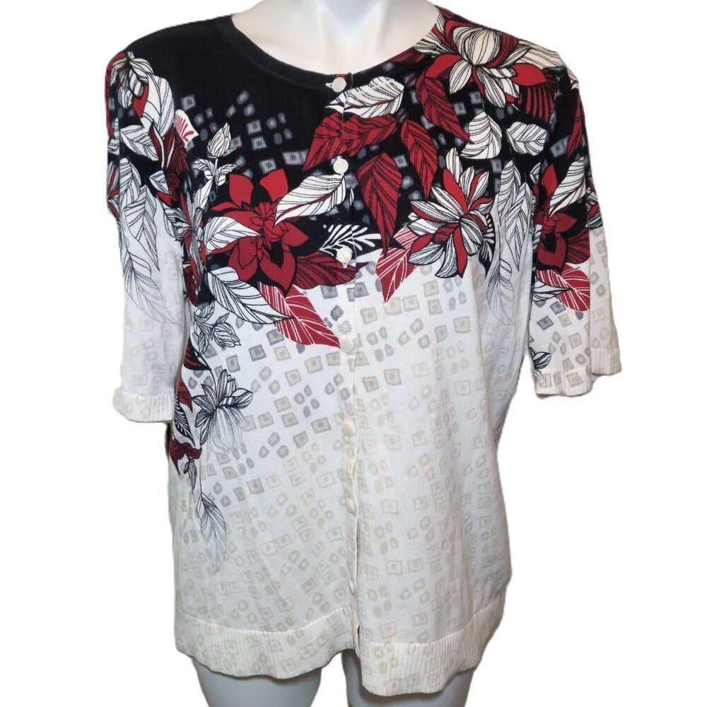 ❤️ 4/$20 Christopher & Banks button-up shirt Women's large cotton top Floral